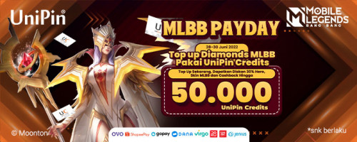 PROMO JUNE – Top up Diamonds MLBB Pakai UniPin Credits Dapatkan 30% Diskon Hero, Skin MLBB dan Cashback Hingga 50.000 UniPin Credits!